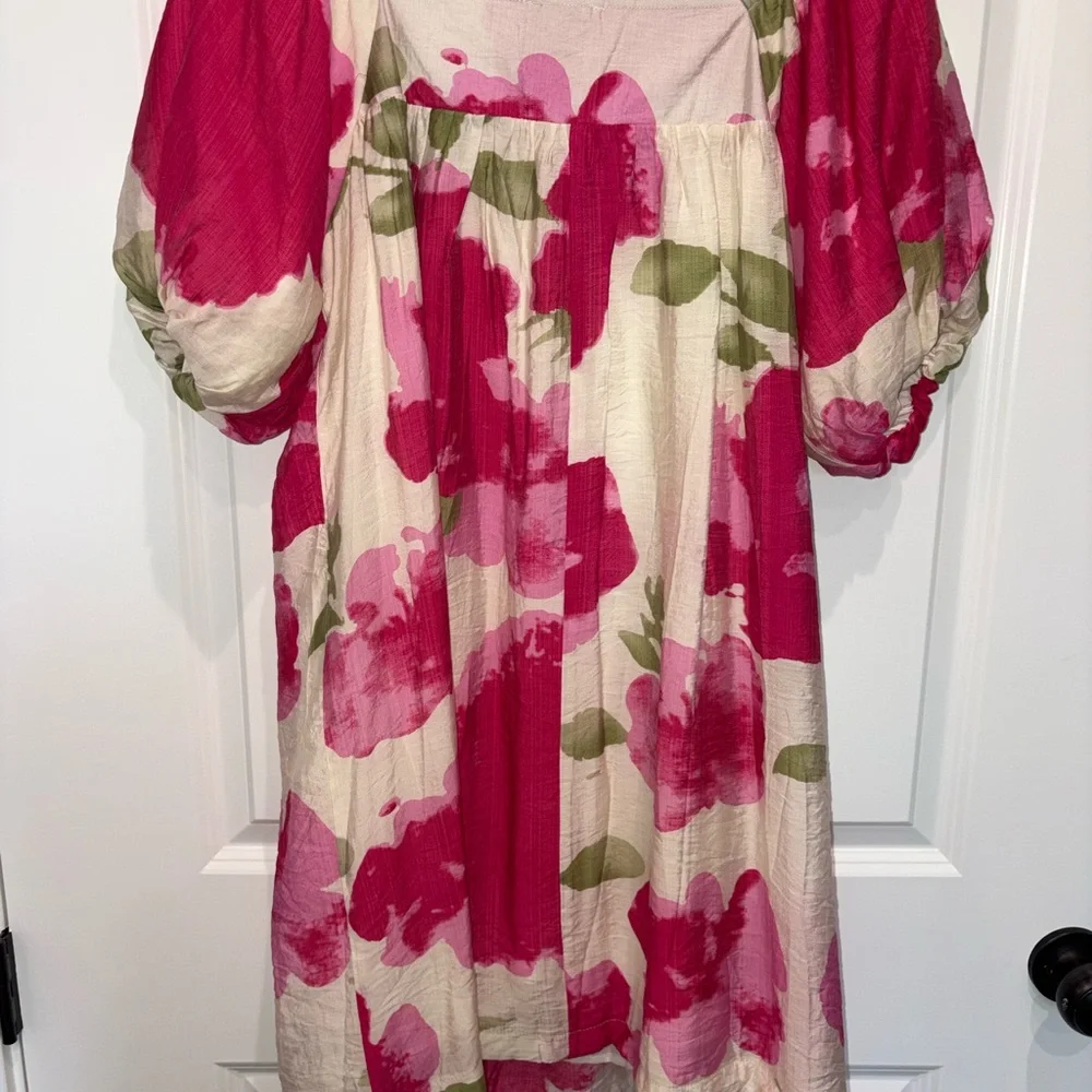 Umgee Pink and White/cream Off-Shoulder Dress - Picture 5 of 5
